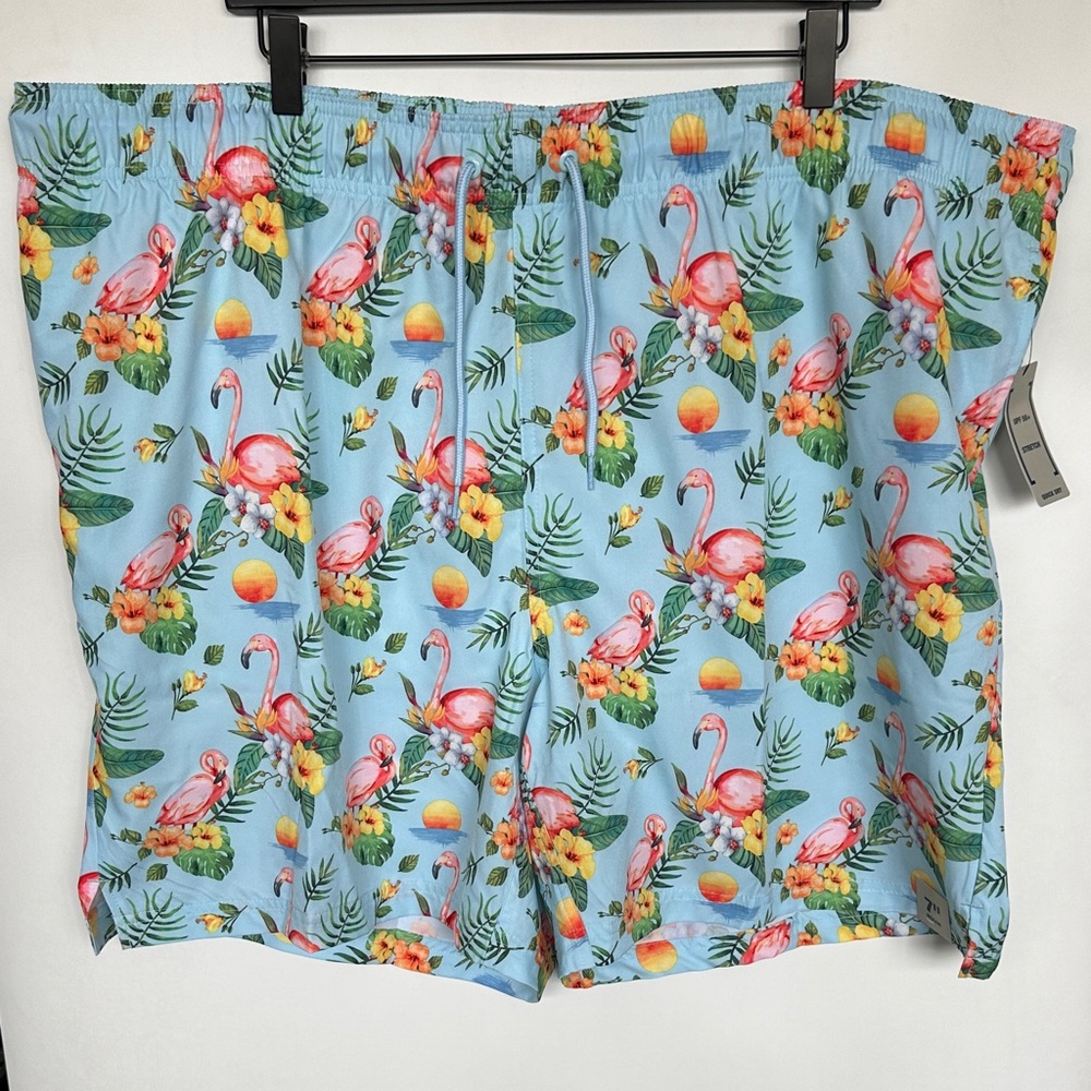 George Light Blue Floral & Flamingo Swim Shorts